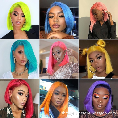 Shmily Mink Human Hair Virgin Cambodian Bob Wig Short Size 6 Inch 8 Inch Wholesale Deep Wave Front Lace Wigs 100% Human Hair